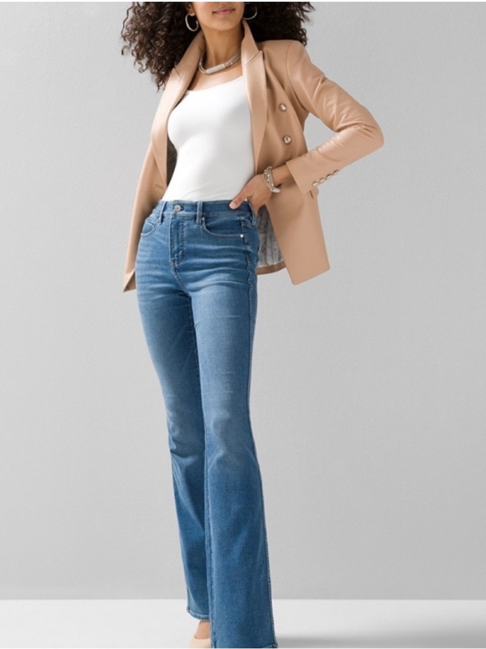 WHBM High Rise Skinny Flare Jeans